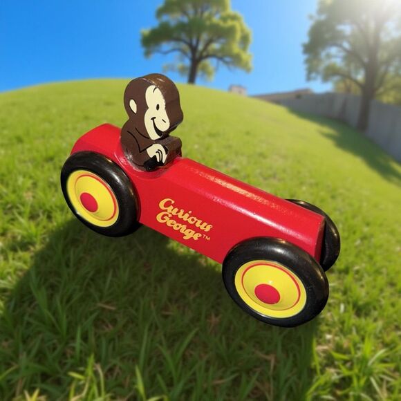 Schylling CURIOUS GEORGE Rowley Red Wooden Car Toy A31 - Picture 1 of 7